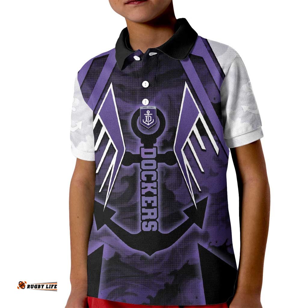 Custom Fremantle Football Kid Polo Shirt Dockers Anchor Sporty Style DT05