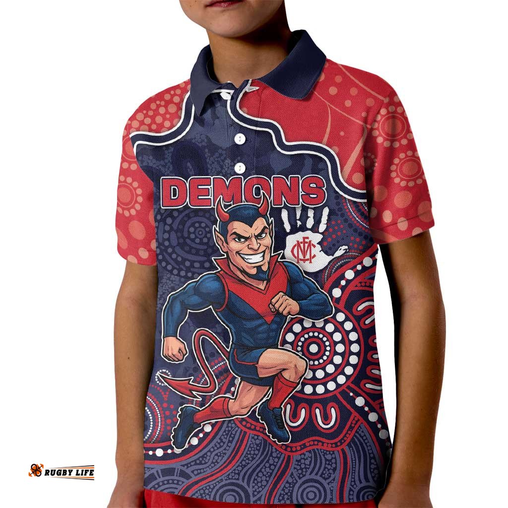 Custom Demons Football Kid Polo Shirt Aboriginal Dot Art Pattern DT05
