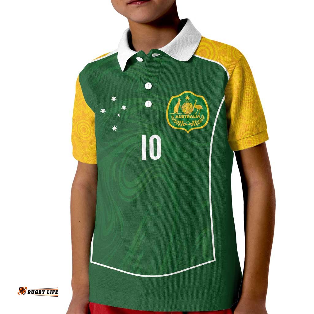 Custom Australia Football Kid Polo Shirt Aboriginal Pattern Sporty Style-Green Color LT03