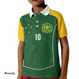 Custom Australia Football Kid Polo Shirt Aboriginal Pattern Sporty Style-Green Color LT03