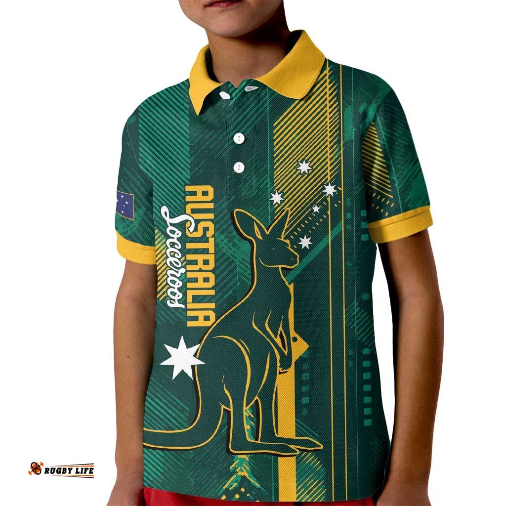 Australia Socceroos 2026 Custom Kid Polo Shirt Go Aussie Kangaroo National Color LT14