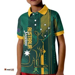 Australia Socceroos 2026 Custom Kid Polo Shirt Go Aussie Kangaroo National Color LT14