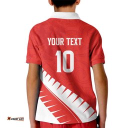 Custom New Zealand Cricket Kid Polo Shirt Kiwi Birds Haka Dance Red Fern Sporty Style LT03