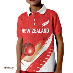 Custom New Zealand Cricket Kid Polo Shirt Kiwi Birds Haka Dance Red Fern Sporty Style LT03