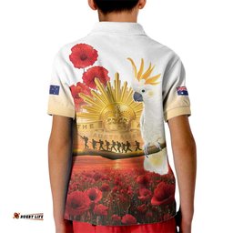 Australia Cockatoo ANZAC Day Kid Polo Shirt Lest We Forget LT05