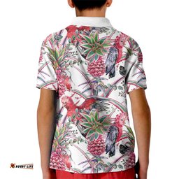 Australia Pink Galah Kid Polo Shirt Rose-breasted Cockatoo Pineapple Seamless Vibes LT14