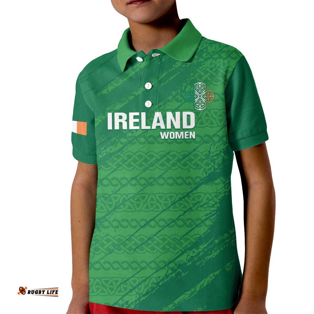 Custom Ireland Cricket Kid Polo Shirt Irish Celtic Knot - National Color LT14