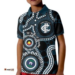 Carlton NAIDOC Week 2026 Personalised Kid Polo Shirt 50 Years of Deadly Aboriginal Art LT14