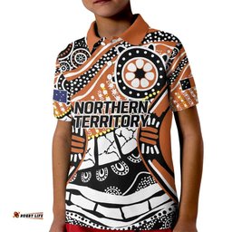 Australian Northern Territory Kid Polo Shirt Aboriginal with Sturt's Desert Rose LT9
