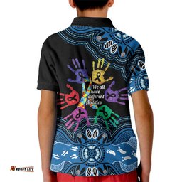 Autism Awareness Australia Indigenous Kid Polo Shirt We All Have Different Abilities LT14