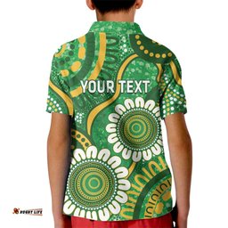 Bowls Australia Custom Kid Polo Shirt Aboriginal Art National Color LT14