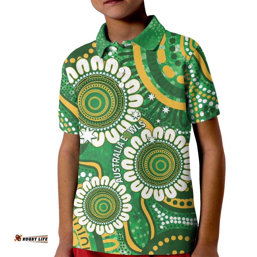 Bowls Australia Custom Kid Polo Shirt Aboriginal Art National Color LT14