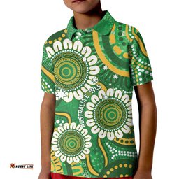 Bowls Australia Custom Kid Polo Shirt Aboriginal Art National Color LT14