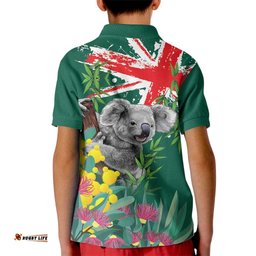 Australia Day Koala Kid Polo Shirt Aussie Aussie Aussie Oi Oi Oi National Color LT9