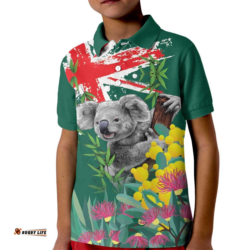 Australia Day Koala Kid Polo Shirt Aussie Aussie Aussie Oi Oi Oi National Color LT9