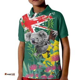 Australia Day Koala Kid Polo Shirt Aussie Aussie Aussie Oi Oi Oi National Color LT9