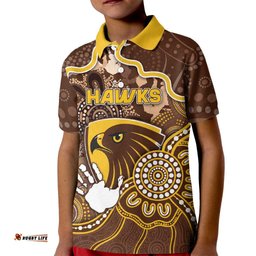 Custom Hawks Football Kid Polo Shirt Aboriginal Dot Art Pattern DT05