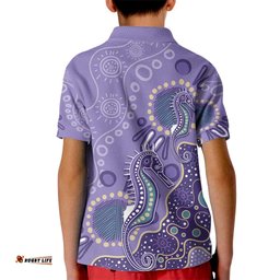 Australia Epilepsy Awareness Kid Polo Shirt Aboriginal Purple Ribbon with Seahorse LT7