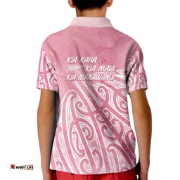 Breast Cancer Awareness Maori Kid Polo Shirt Kia Kaha Kia Maia Kia Manawanui LT7