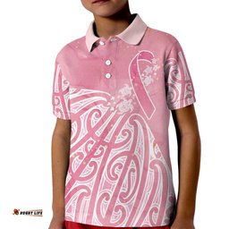 Breast Cancer Awareness Maori Kid Polo Shirt Kia Kaha Kia Maia Kia Manawanui LT7