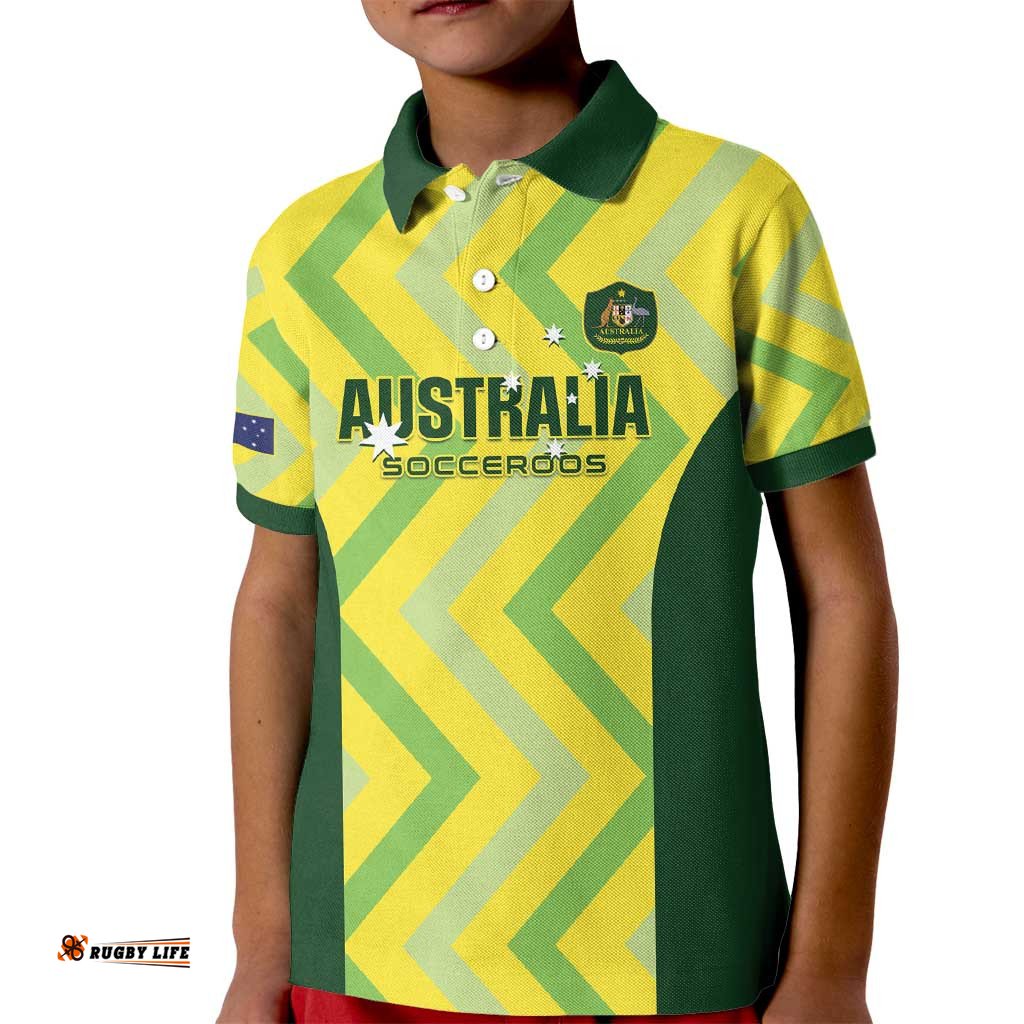 Custom Australia Socceroos 2025 Kid Polo Shirt Forever Golden LT01