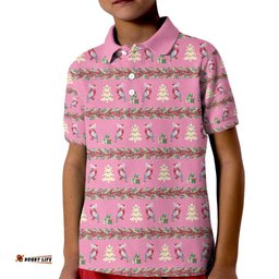 Australia Pink Galah Christmas Kid Polo Shirt Eolophus Roseicapilla Bottlebrush Seamless LT14