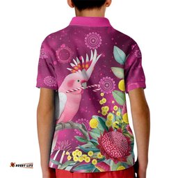 Australia Pink Cockatoo Christmas Kid Polo Shirt Aussie Native Flowers Merry Xmas - Pink LT14