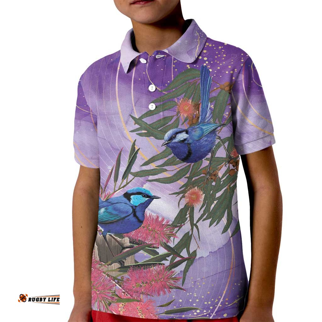 Australia Splendid Fairy Wren on Eucalyptus Kid Polo Shirt Epilepsy Awareness LT7