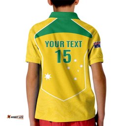 Custom Australia Soccer Kid Polo Shirt Aussie Aussie Oi Oi Oi LT15