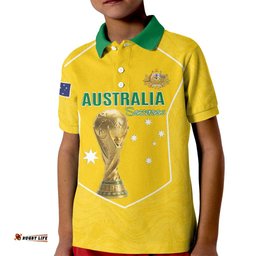 Custom Australia Soccer Kid Polo Shirt Aussie Aussie Oi Oi Oi LT15