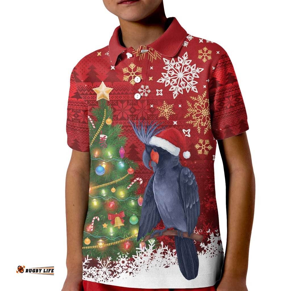 Australia Palm Cockatoo Christmas Kid Polo Shirt Goliath Cockatoo Santa Merry Chrissie LT14