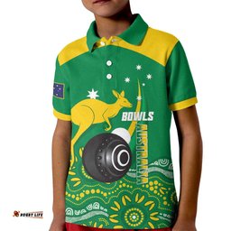Custom Bowls Australia Kid Polo Shirt Aussie Kangaroo Aboriginal Art LT14