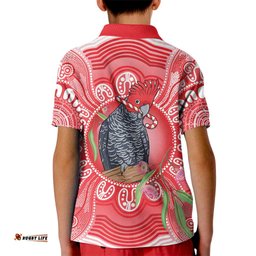 Australia Gang-gang Cockatoo Christmas Kid Polo Shirt Eucalyptus Blossoms Aboriginal Merry Xmas LT14