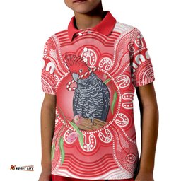 Australia Gang-gang Cockatoo Christmas Kid Polo Shirt Eucalyptus Blossoms Aboriginal Merry Xmas LT14