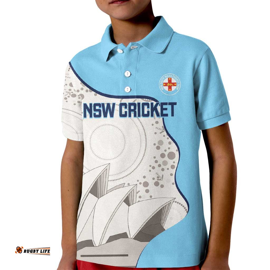Custom New South Wales Cricket Kid Polo Shirt Go NSW - Aboriginal Art LT14