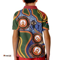Australia NAIDOC Week 2026 Kid Polo Shirt 50 Years of Deadly Dhari Snake Aboriginal Art LT14