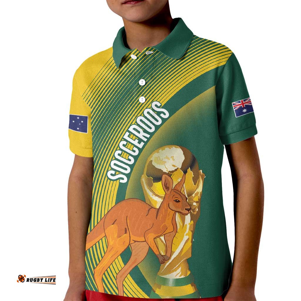 Australia Socceroos WC2026 Custom Kid Polo Shirt Golden Champions LT7