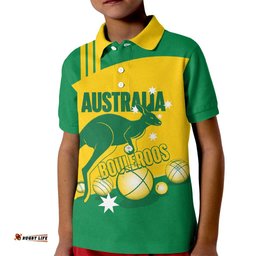 Custom Australia Petanque Kid Polo Shirt Aussie Kangaroo Bouleroos National Color LT14