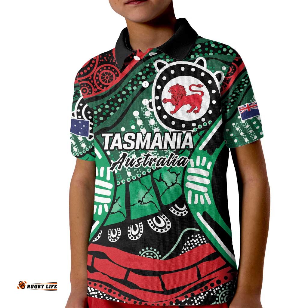 Australia Tasmania State Kid Polo Shirt Ubertas et Fidelitas LT9