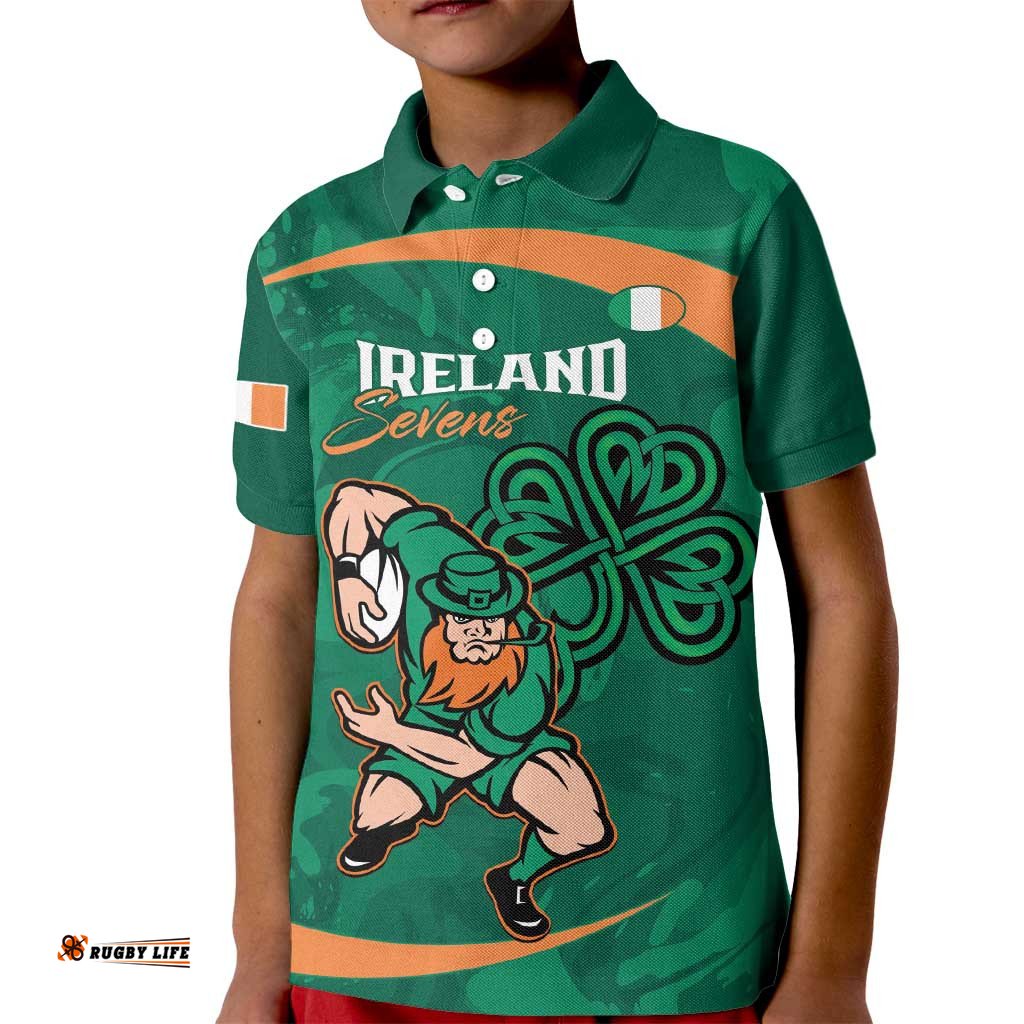 Custom Ireland Rugby Sevens Kid Polo Shirt Go Champions Irish Shamrock LT14