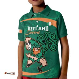 Custom Ireland Rugby Sevens Kid Polo Shirt Go Champions Irish Shamrock LT14