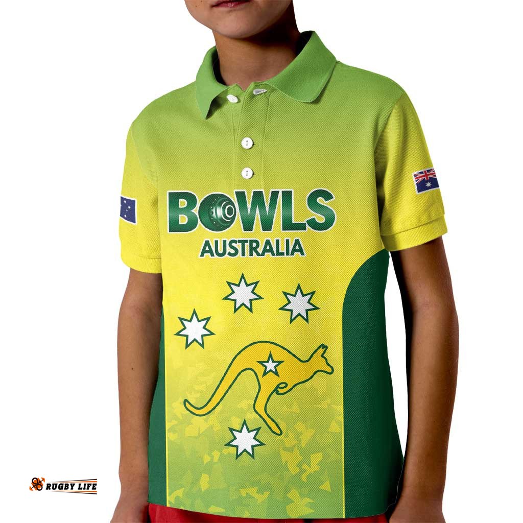 Australian Kangaroo Lawn Bowls Custom Kid Polo Shirt Aussie Minimalist Style LT9