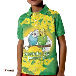 Budgerigar Australia Day Kid Polo Shirt Proud To Be An Aussie Opal National Color LT14