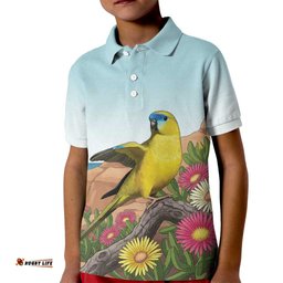 Australia Rock Parrot Kid Polo Shirt Pigface Carpobrotus Rocky Island Vibes LT14