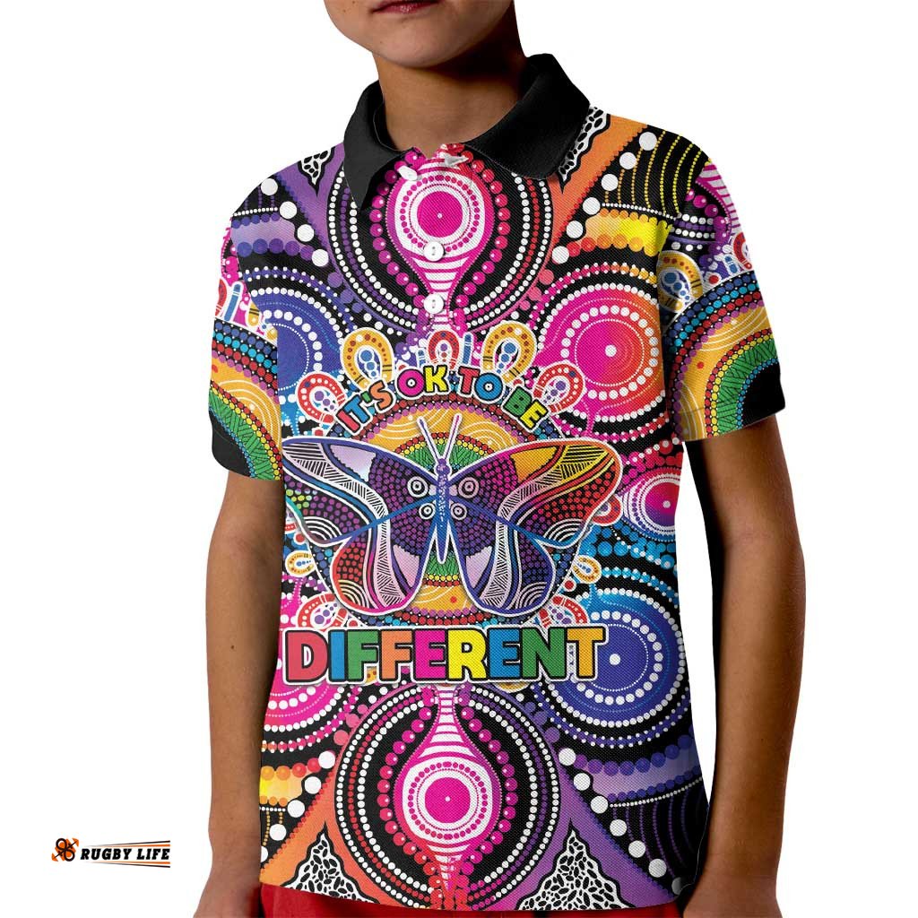 Australia Indigenous Autism Awareness Kid Polo Shirt Its Okay To Be Different LT05