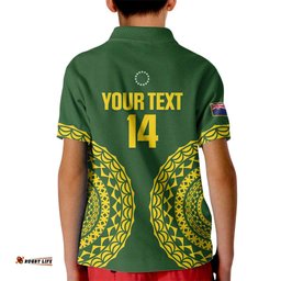 Custom Avaiki Cook Islands Rugby Kid Polo Shirt Kuki Airani Tatau Green LT14