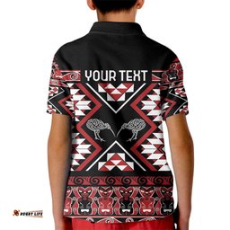 Personalised Taniko Motifs Aotearoa Kid Polo Shirt Waitangi Kowhaiwhai Kiwi LT7