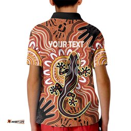 Personalised Australia Lizard NAIDOC Week 2026 Kid Polo Shirt 50 Years of Deadly Aboriginal Art LT14