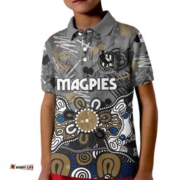 Personalized Collingwood Magpies Kid Polo Shirt Aboriginal Dot Painting Graffiti Style TS04