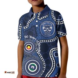 Geelong Cats NAIDOC Week 2026 Personalised Kid Polo Shirt 50 Years of Deadly Aboriginal Art LT14